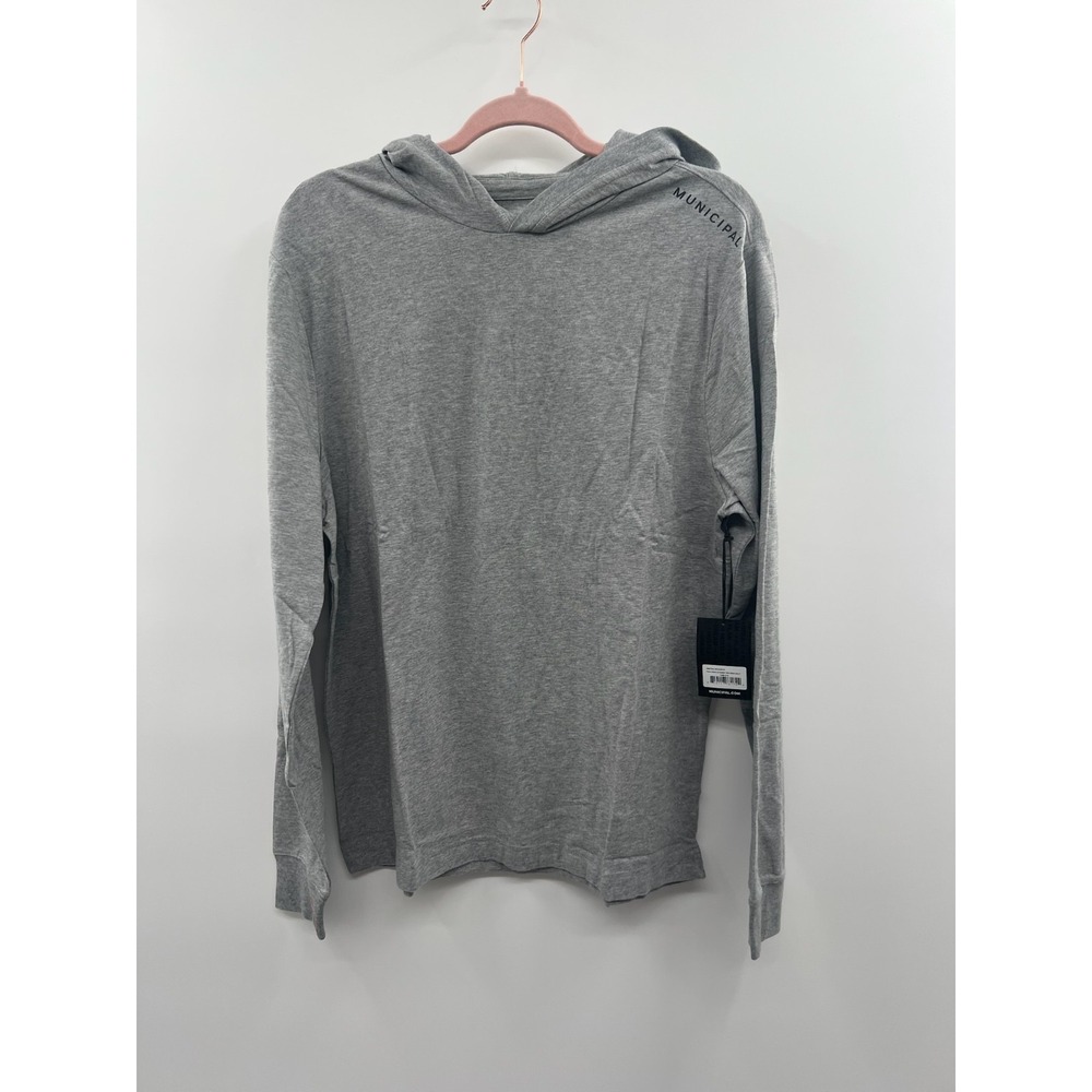 NWT Municipal Enduro Stretch LS Hooded T-Shirt Men's Small Gray Athletic‎ Fit